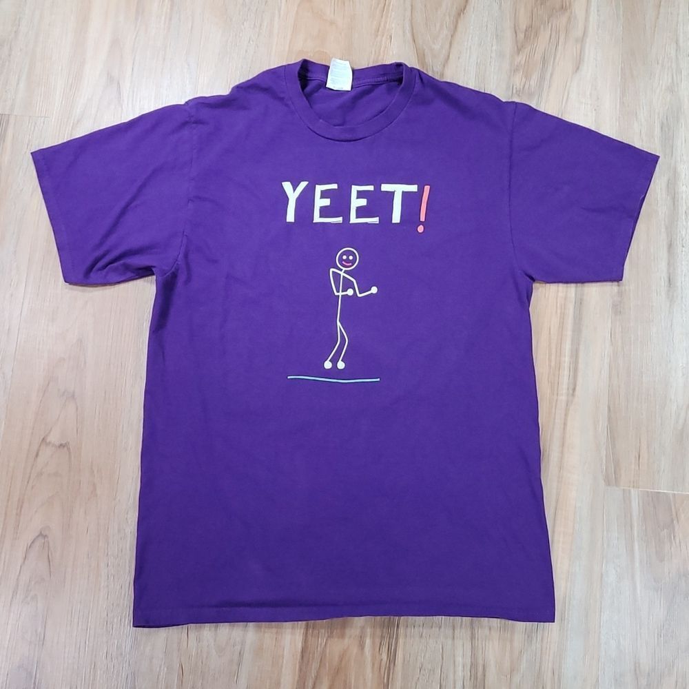 🔸️Port & Company Purple "Yeet" Stick Figure Short Sleeve Shirt Medium